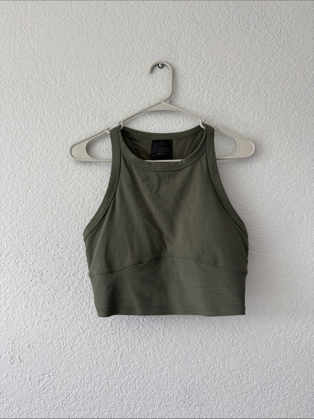 Lululemon High-Neck Ribbed Crop Tank Top - Olive Green